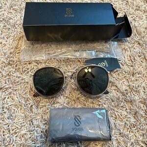 Sojos Round Polarized Sunglasses with Black Lenses
